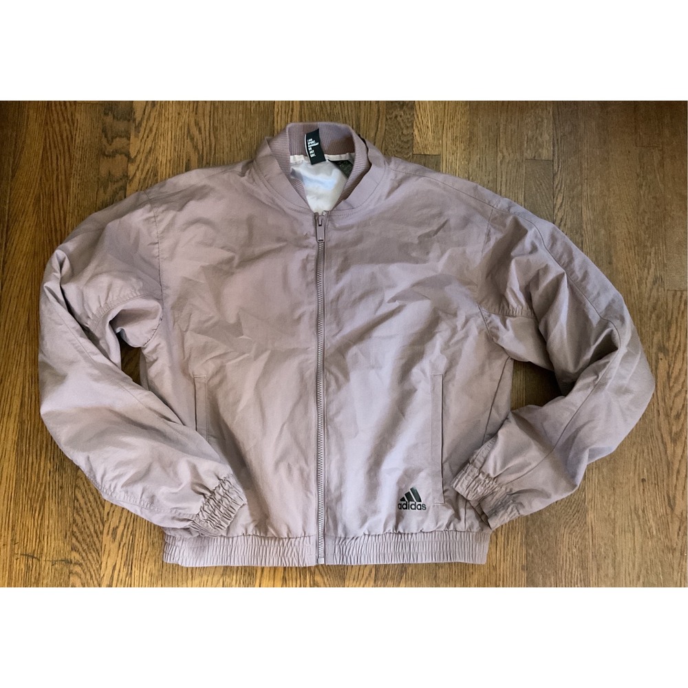 Adidas Womens Mauve Taupe Full Zip Bomber Jacket Sporty Lightweight XS - Picture 1 of 3